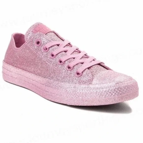 Converse Chuck Taylor All Star Low Pink Glitter Size 8 sneakers new - Picture 1 of 14